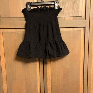 Black Smocked Ruffle Skirt